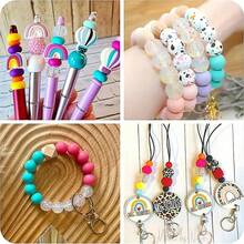 20pcs 15mm Shiny Multicolor Confetti Silicone Beads - Transparent Glitter Multicolor, Suitable For DIY Keychain, Bracelet And Jewelry Making