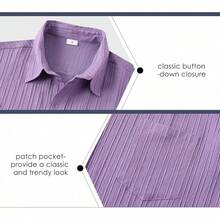 Mens Casual Button Down Shirts Short Sleeve Summer Cuban Wedding Shirt Hawaiian Vacation Beach Shirtshalloween - 紫色 - 查看 10