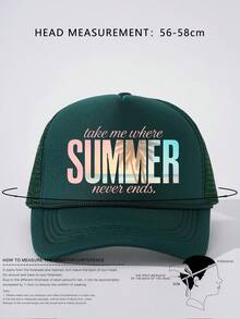 1pc Y2K Printed "SUMMER" Drawstring Sponge Mesh Baseball Cap, Breathable Adjustable Golf Sun Hat, Fashionable Curved Brim Sun Hat For Women And Men, Couple Y2K Sun Visor