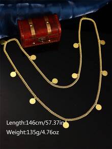 1 Luxurious Arabic Body Chain, Multi-Use Necklace With Coin Charms, Bridal Crossbody Shoulder Chain For Wedding Gown - Gold - View 4