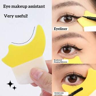 2pcs Multi-Functional Eye Makeup Applicator Tool, Silicone Crescent Shaped Lash Guard For Mascara, Eyeliner, Eyeshadow Application,Makeup,Cheap,Room Decor,Vanity,Travel,Bedroom,Makeup Accessories