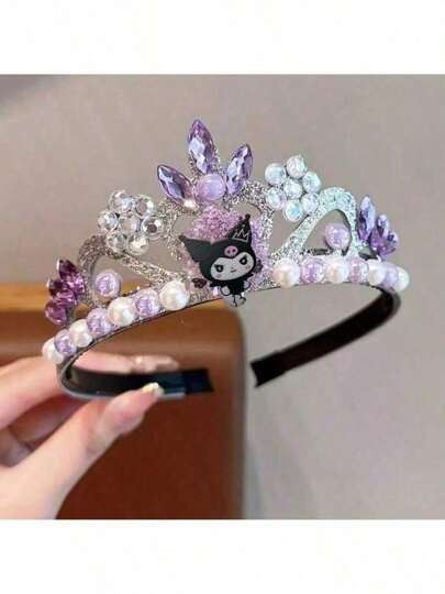 Sanrio 1pc/2pcs Sanrio Unique Purple And Pink Pearl Crown Headband, Designed By Kuromi And Melody, Is Perfect For Daily Wear, Party Headwear, And Birthday Gifts,Christmas And Halloween,Christmas Gift