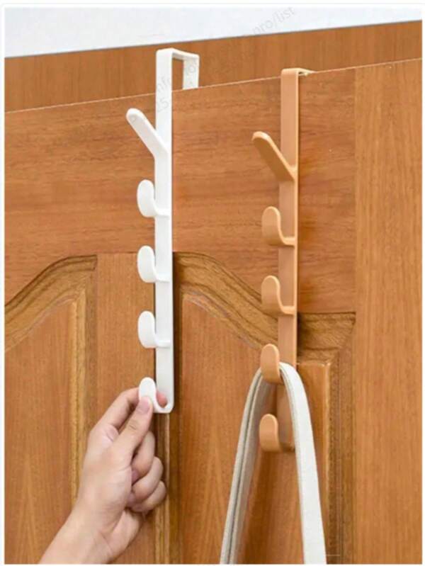 1 Pieza Organizador colgante de puerta, Estante colgante de ropa, Organizador de plástico colgante sobre la puerta para el hogar, Ganchos de organización, Soporte para bolsas para rieles de armario