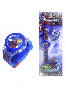 Marvel 漫威夜光青少年手表，蜘蛛侠卡通电子手表，超级英雄卡通手表，青少年礼物，精美吸塑卡包装