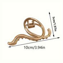 One Metal Wave Hair Clip, Simple Style, Non-Slip Ponytail Holder, Women's Hair Accessory - 金色 - 查看 6