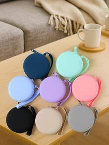 1 Pieza Bolsa de Almacenamiento Redonda de Silicona, No se Rompe o Deforma Fácilmente, Almacena Llaves, Auriculares, Lápiz Labial, Tarjetas, Espejos Pequeños y Otros Artículos Pequeños, Pequeña y Fácil de Transportar, Se Puede Colocar Fácilmente en un Bolsillo, Mochila o Bolso, No Ocupa Demasiado Espacio, Adecuada para Viajes, Salidas y Otras Ocasiones.