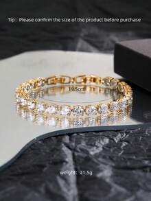 1pc Cubic Zirconia Full Rhinestone White Gold Plated Luxury Unisex Hip Hop Women's Bracelet Gift For Party Wedding And Daily Wear - 1BS08002 - View 8