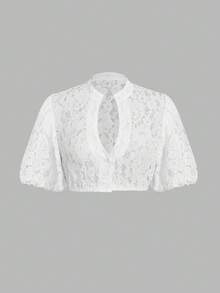 ii 德国传统女式花卉蕾丝缺口领衬衫，万圣节 - 白色 - 查看 1