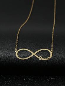 Dây chuyền tên chữ biểu tượng vô cực cá nhân hóa thời trang đa năng, trang sức tùy chỉnh, quà tặng sinh nhật, quà tặng kỷ niệm, quà tặng ngày lễ, quà tặng cá nhân hóa, quà tặng cho gia đình, bạn bè, phù hợp cho tiệc tùng, đi chơi - Vàng mờ - Xem 2