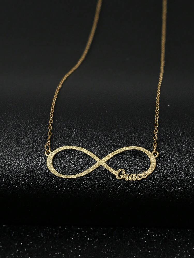 Dây chuyền tên chữ biểu tượng vô cực cá nhân hóa thời trang đa năng, trang sức tùy chỉnh, quà tặng sinh nhật, quà tặng kỷ niệm, quà tặng ngày lễ, quà tặng cá nhân hóa, quà tặng cho gia đình, bạn bè, phù hợp cho tiệc tùng, đi chơi - Vàng mờ - Xem 2