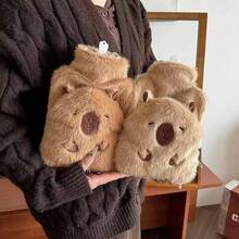 Botella de agua aislada de 1 litro con diseño de animal de peluche lindo, bolsa de calentamiento portátil desmontable, botella de agua que se calienta rápido y mantiene el calor por mucho tiempo, gran regalo para amigos, adecuado para compresas frías/calientes, calentador de pies y manos, ayuda a aliviar los calambres menstruales y el dolor de cuello/hombros