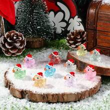 10/30 Stücke Weihnachts Mini Glitzer Enten, bunte, winzige, kleine Harz Enten zum Verstecken, Plastik Miniatur Enten Figuren für Heim Dekoration, Micro Garten, Heim Landschaft, Aquarium, Weihnachts Handwerk, Geschenke, Party Favors (Zufällige Farbe)