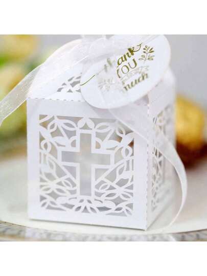 50 piezas Caja de regalo de caramelos para baby shower (sin etiqueta de caja), adecuada para bautizo, decoración, suministros para pequeños negocios, cajas de regalo, decoración de boda, cajas de regalo, suministros de boda, recuerdos para invitados de boda, decoración de recepción de boda.