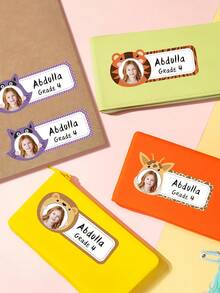 45/90 件商品、定制可爱恐龙标签、适用于洗碗机的可爱标签、可爱标签、带有姓名的个性化姓名标签、学校礼物、学校必备文具、水瓶贴纸、午餐盒贴纸、朋友礼物、学校用品、返校 - 彩色 - 查看 7