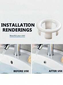 Plastic Bathroom Kitchen Basin Sink Overflow Cover Ring Insert Replacement, Chrome Hole Round Drain Cap, Basin Accessory Sink Basin Trim Overflow Cover Insert In Mesh Hole Round Caps Silver Tone