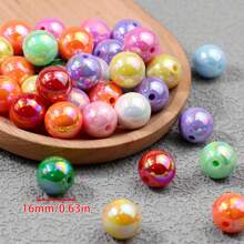 6/8/10/12/16mm Rainbow Acrylic Beads, Mixed Color Round Beads UV, Cracked Beads, Crackle Round Beads - Multiple Color Options, Round Hole Loose Beads Suitable For DIY Jewelry Making Bracelets Necklaces Or Craft Pen Decorations