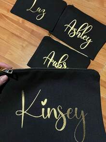 [Customized] Women's Cosmetic Bag - Waterproof, Large Capacity, Personalized Name Wedding Cosmetic Bag, Portable Zipper Cosmetic Bag, Travel Essentials, Cruise Essentials, Wedding Bag, Wedding Season Storage Bag, Beach Bag, Suitable For Wedding, Daily, Storage, Travel