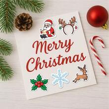 50/100 Peças Adesivos Cintilantes de Natal Feliz, Adesivos de Parede, Embalagem de Presente de Natal, Adesivos Decorativos, Decoração Externa de Presente