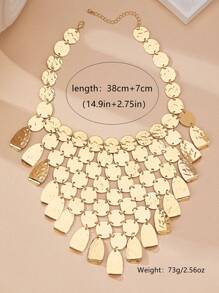 1pc Bohemian Style Gold Metal Necklace For Women, Vintage Elegant Fashion Suitable For Beach, Party, Banquet And Daily Wear