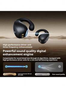 Auricular Bluetooth Lenovo TC3403 de conducción ósea con clip para la oreja, inalámbrico, abierto, sin introducir en el oído, para deportes, running, ciclismo, llamadas y reducción de ruido, compatible con Apple, Huawei, Xiaomi y otros teléfonos móviles, empaque en chino - Negro - Ver 2