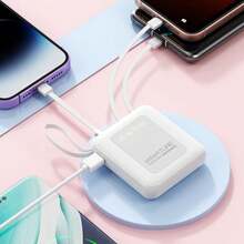 1个10000mAh移动电源，内置4根充电线，配有挂绳，兼容/安卓手机，初始阶段可能出现幻觉充电现象，但两次充电循环后将显示正常充电状态，是送给男士和女士的完美礼物。 - 彩色 - 查看 3