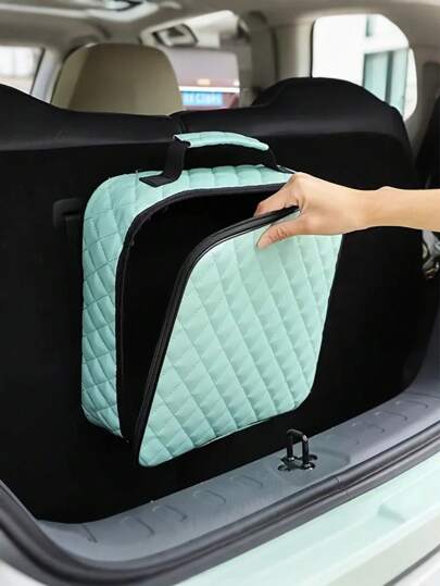 1Pc Large-Capacity Car Trunk Organizer – Made Of Waterproof, Wear-Resistant Fabric, Stores EV Chargers, Cables, Tools & Camping Gear – Keeps Trunk Tidy, Portable Handle, Fits SUVs, Sedans, Hatchbacks,Car Interior Accessory