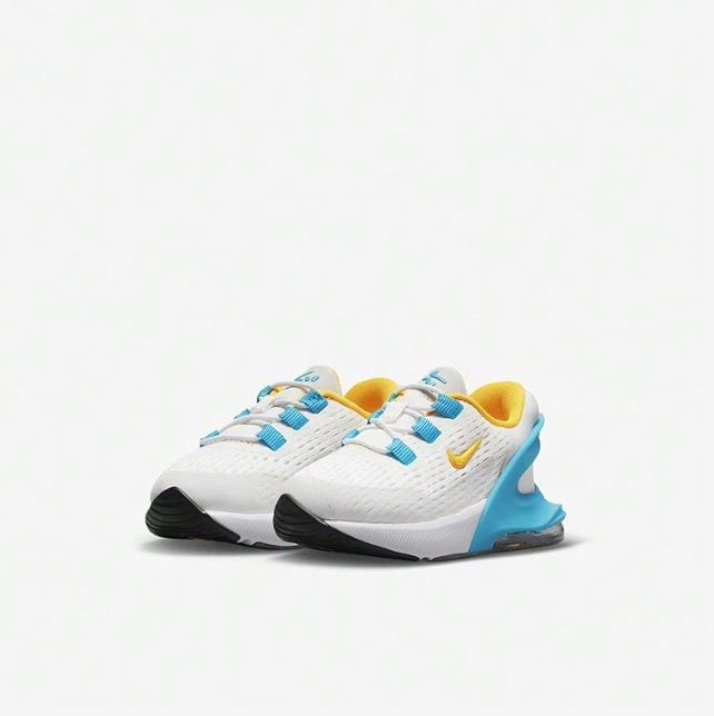 Nike Toddler Breathable 270 GO Cushioned Shock Absorbing Running Shoes - White/Blue - View 1