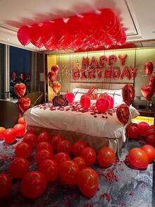 55 pièces/Set Ensemble de ballons en forme de cœur pour la Saint-Valentin - Pétales artificiels rouges + Ballon en feuille d'aluminium rouge en forme de cœur de 18 pouces + Ballons en latex rouges de 10 pouces, Parfait pour la demande en mariage de la Saint-Valentin, la décoration romantique, la décoration d'anniversaire, la décoration de chambre d'hôtel, Veux-tu être ma Valentine - Multicolore - Voir 8