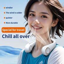 GICOOK Hanging Neck Fan Usb Portable 5-Speed Adjustable With Digital Display Mini Portable Small Lazy Person Hanging Neck Neck Leafless Rechargeable 360° Adjustable Refrigeration Air Conditioning Outdoor Student Mute Large Wind Fan Cooling Artefact Gift/Valentine's Day Gift/Girlfriend/Easter/Boys/Girls/Multi-Color Birthday Gift - đen - Xem 5