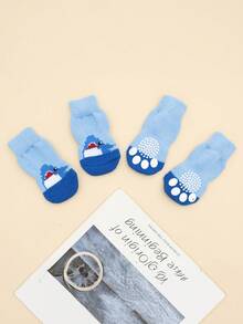 4pcs/Set Cute Pet Dog Socks, Anti-Slip Paw Protector Socks For Small Dogs Like Poodle, Yorkshire Terrier, Chihuahua, Indoor Wear To Prevent Falling