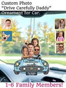 Customized "Drive Safely, Dad" Car Pendant With Baby Photo, Personalized Birthday Gift For Dad, Acrylic Hanging Ornament With Baby Photo, Personalized Father's Day Gift, Baby Photo Acrylic Hanging Ornament For Dad, Personalized Funny Birthday Gift For Grandpa, Baby Photo Acrylic Hanging Ornament, New Dad Gift, First Father's Day Gift For Him, Customized Craft, Fashionable Autumn, Home Decor, Decorate Your Home, Souvenir, Reusable, Cute, High Quality - Multicolor - View 2