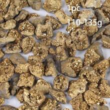 1pc Electroplated Gold Crystal Agate Cluster - Suitable For Home Decor, Crystal Specimen Collection, High-End Diy Jewelry Decoration, Festival Party, The Best Holiday Gift