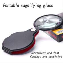 1/3 件皮革放大镜吊坠，可折叠皮套口袋放大镜 - 彩色 - 查看 1