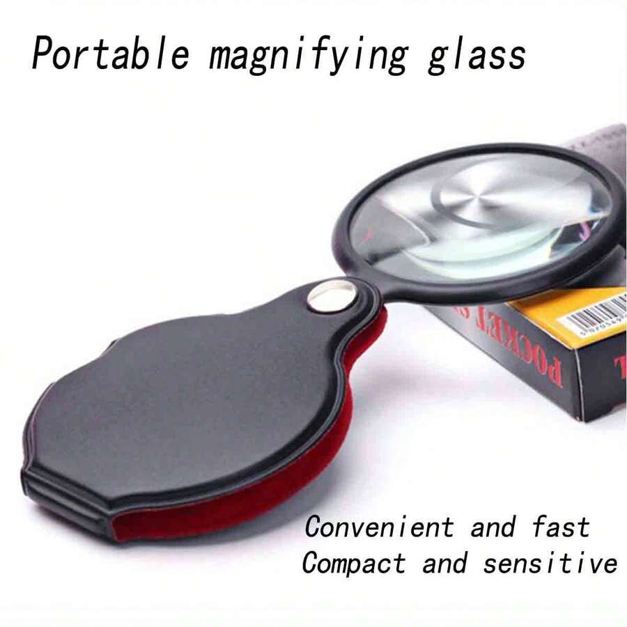 1/3 件皮革放大镜吊坠，可折叠皮套口袋放大镜 - 彩色 - 查看 1