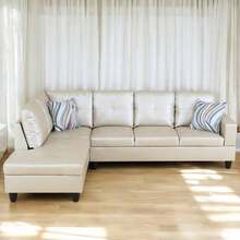L-Shaped Sofa PU Leather Sectional Sofa Upholstered 2-Piece Sofa Set For Living Room With Recliner, Suitable For Various Homes/Offices And Small Apartments/Couch/Futon/Bean Bag/Furniture/Muebles Para Sala(Left) - Bright Light Grey(Left) - 查看 8