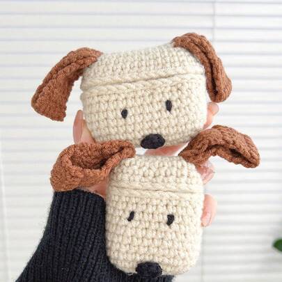 1 件手工编织蓬松 AirPods4 保护壳，3D 动物耳朵 AirPods3 保护套，长耳狗 AirPods1/2 刺绣 AirPodsPro（第二代）保护壳，兼容 Apple，多色