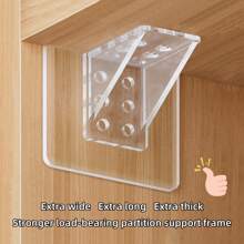 8pcs Strong Load-Bearing Hole-Less Partition Trays Non-Tracking Adhesive Laminate Tray Bathroom Bedroom Kitchen Dormitory Cabinet Closet Partition Non-Slip Side-Turning Thickened Design Adjustable Multi-Layer Shelf Bracket,Back To School
