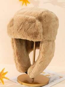 1pc High-Quality 2025 Winter Warm Unisex Trapper Hat, Fur Lined Earflap Hat For Outdoor, Casual, Cycling, Wind Proof, Black Beanie Fall