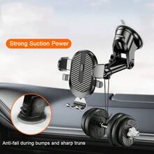 Suction Cup Car Phone Holder, Universal Car Phone Mount Adjustable Suction Cup Dashboard Phone Holder - Black - View 3