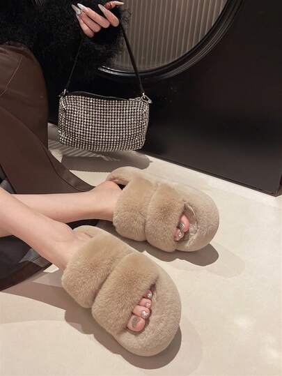 Women's New Winter Thick Sole Fuzzy Slippers, Outdoor Wear, Autumn New Fairy Style Slouchy Height-Increasing Indoor Home Slippers, Spring/Autumn Office Slippers