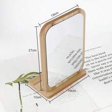 Specchio per il trucco, specchio da tavolo in legno girevole a 360°, specchio singolo per il trucco, specchio da trucco portatile e rimovibile per spazio intimo HD, specchio da trucco da tavolo rettangolare con cornice in legno, specchio da appoggio con motivo a grana di legno