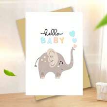 1pc "Welcome Little One" Newborn Card – Adorable Elephant Design (4.33x6.29in + Envelope) | Heartfelt Baby Shower & Birth Announcement Greeting | Perfect Gift For New Parents & Families Celebrating New Arrivals - Multicolor - View 13