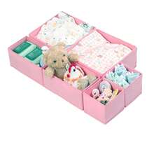 14-Pack Clothing Drawer Organizers - Fabric Baby Drawer Dividers, Foldable Washable Closet Storage Organizers - 3 Sizes For Underwear, Baby Clothes, Bras, Socks, Ties, Scarves, White