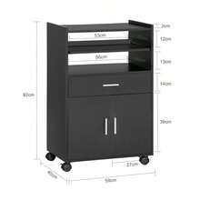 SoBuy FSB09-SCH, Mobile Kitchen Cabinet Microwave Oven Cabinet Kitchen Storage Trolley Kitchen Dining Room Storage Cabinet On Wheels, Black - 黑色 - 查看 2