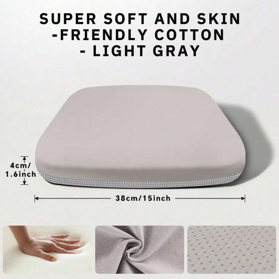 1 Piece Square Soft Cushion, Ultra-Soft Cushion, Comfortable For Long Periods Of Sitting, Office Cushion For Long Hours Of Sitting Without Fatigue, Car Seat Cushion, Home Dining Chair Cushion - 灰色 - 查看 1