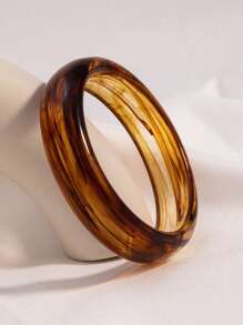 1pc Retro Minimalist Chic Geometric Resin Wide Bangle Bracelet, Suitable For Daily Wear