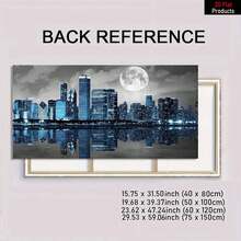 1 Piece Large Frame Canvas Painting Art Print,Biuteawal Black White Blue City Wall Art Chicago Pictures Decoration Moon Night Cityscape Skyline Canvas Painting Prints Framed Modern Home Living Room Bedroom Decor,High Quality Wall Art Printed Poster Can Be Hung Directly,Pine Frame,Night Decor,Office Art|Exquisite Home Art|Wooden Framed Art,Room Decor - Nhiều màu - Xem 7