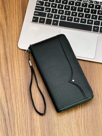 HOVI'S Fashionable Retro Minimalist Long Wallet, Business/Office Commute Large Capacity Multi-Card Slots Zipper Long Wallet, Unisex Phone Wallet