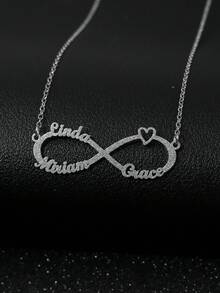 Fashionable Versatile Personalized Youthful Sexy Elegant High-End Chic Gold Infinity Symbol Name Letter Customized Necklace, Customized Jewelry, Birthday Gift, Anniversary Gift, Holiday Gift, Personalized Gift, Gift For Family, Friends, Suitable For Parties, Outings - Matte Silver - View 6