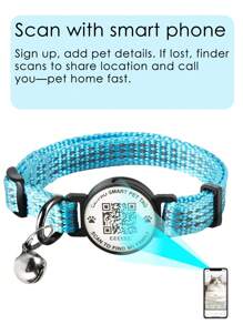 1 pieza Collar inteligente para gatos Catpro, anti-pérdida con campana y diseño reflectante, ajustable, con función de de apertura mecánica